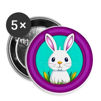 Rabbit White Purple Easter - Buttons large 2.2''/56 mm (5-pack) - white - Front