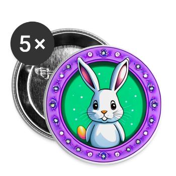 Super lapin de Pâques mignon - Lot de 5 grands badges (56 mm) - blanc - Devant