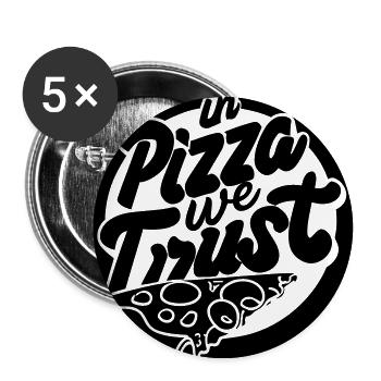 In Pizza We Trust - Buttons groß 56 mm (5er Pack) - Weiß - Vorne