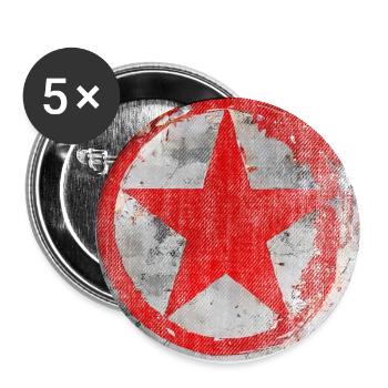 Stern Links gegen Rechts Rot politisch - Buttons groß 56 mm (5er Pack) - Weiß - Vorne
