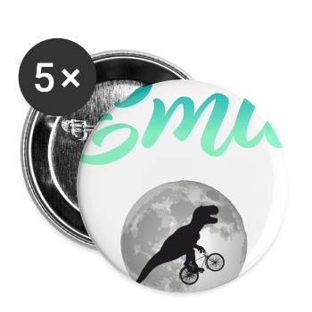 EMIL - Beau prénom de garçon avec dinosaure - Lot de 5 grands badges (56 mm) - blanc - Devant