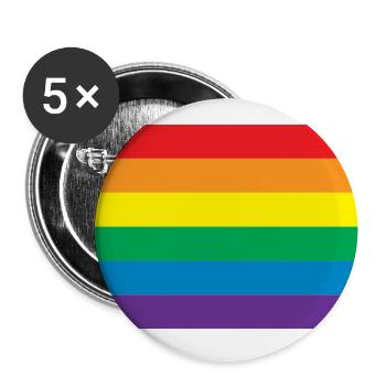 Classic Gay Pride Rainbow - Buttons large 2.2''/56 mm (5-pack) - white - Front