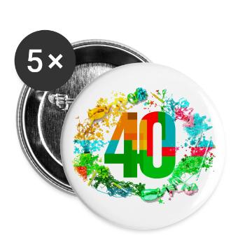 40 Jahre - Buttons groß 56 mm (5er Pack) - Weiß - Vorne
