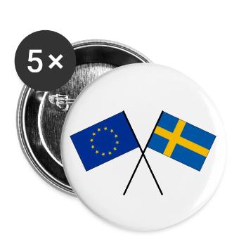 Schweden Europa EU Flagge Fahne gekreuzt - Buttons groß 56 mm (5er Pack) - Weiß - Vorne