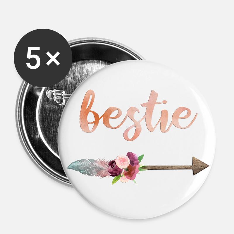 bestie boho pfeil - Buttons groß 56 mm (5er Pack) - Weiß
