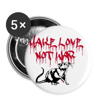 MAKE LOVE NOT WAR GRAFFITI RAT STREET ART - Buttons large 2.2''/56 mm (5-pack) - white - Front