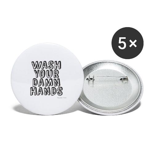 Wash Hands - Buttons groß 56 mm (5er Pack)