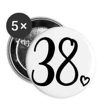 Cute Number 38, 38 Years Old, 38th Birthday Gift - Buttons large 2.2''/56 mm (5-pack) - white - Front