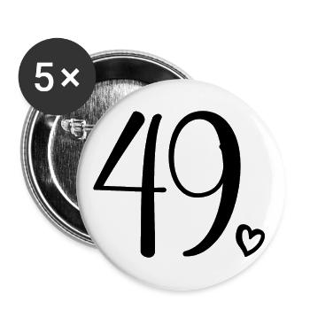 Süße Nummer 49, 49 Jahre alt, Geschenk zum 49. Geburtstag - Buttons groß 56 mm (5er Pack) - Weiß - Vorne