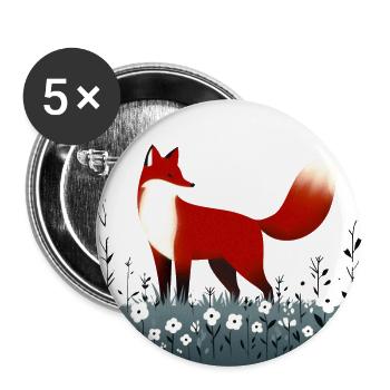 Fox in flower meadow - Buttons large 2.2''/56 mm (5-pack) - white - Front