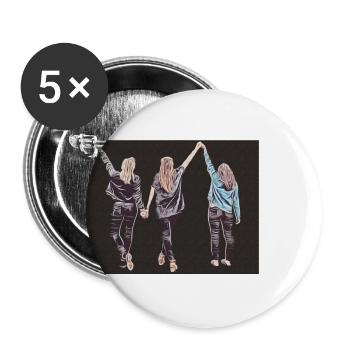 Design three girlfriends in pop art style dark - Buttons large 2.2''/56 mm (5-pack) - white - Front