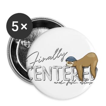 Finally in My Midst Zen Yoga Sloth - Buttons large 2.2''/56 mm (5-pack) - white - Front