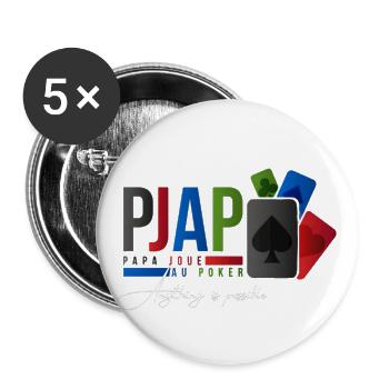 papa joue au poker design - Lot de 5 grands badges (56 mm) - blanc - Devant