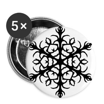 Schneeflocke - Winter - Buttons groß 56 mm (5er Pack) - Weiß - Vorne