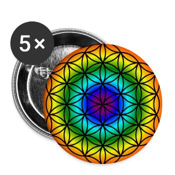 Flower of Life - Rainbow - Buttons large 2.2''/56 mm (5-pack) - white - Front