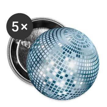 Disco Ball / Mirror Ball / Disco (Argent, PNG) - Lot de 5 grands badges (56 mm) - blanc - Devant