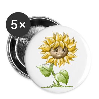 Tournesol - Lot de 5 grands badges (56 mm) - blanc - Devant