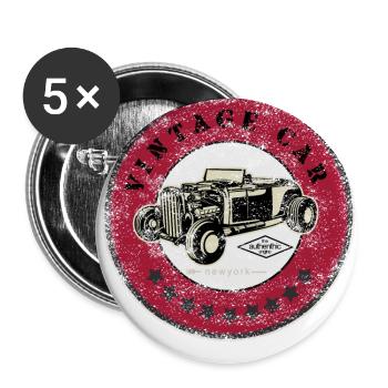 Oldtimer Auto - Buttons groß 56 mm (5er Pack) - Weiß - Vorne
