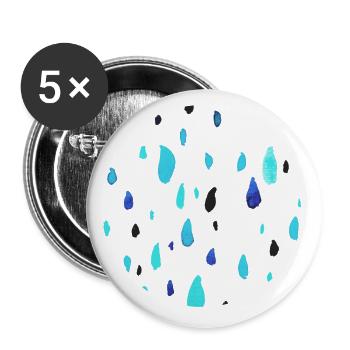 Gouttes de pluie - Lot de 5 grands badges (56 mm) - blanc - Devant