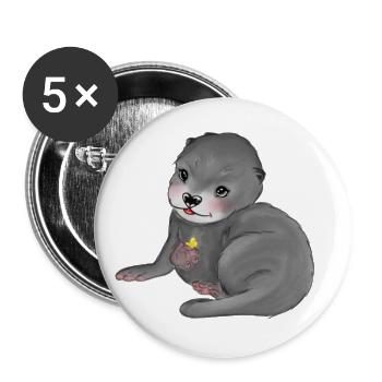 Loutre de bébé - Lot de 5 grands badges (56 mm) - blanc - Devant