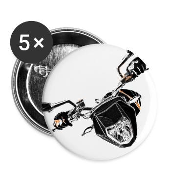 Motorbike in motion, in the curve, motorbike - Buttons large 2.2''/56 mm (5-pack) - white - Front