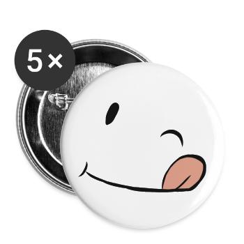 Winking and tongue-in-cheek face gift - Buttons large 2.2''/56 mm (5-pack) - white - Front