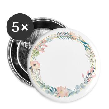 soft blue rose wreath flower collection 2 - Buttons large 2.2''/56 mm (5-pack) - white - Front