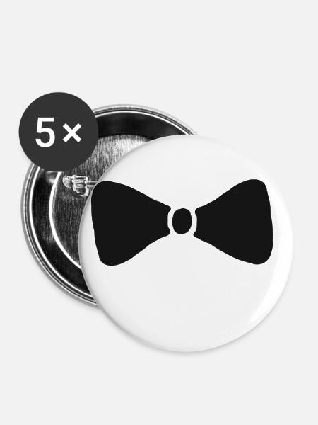 Fliege Anzug Schick Geschenk - Buttons groß 56 mm (5er Pack) - Weiß