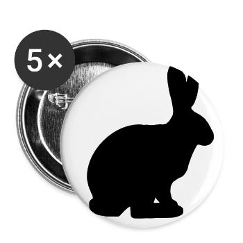 Hase Ostern Osterhase Kaninchen Geschenk Haustier - Buttons groß 56 mm (5er Pack) - Weiß - Vorne