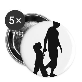 Père fille enfants papa fille papa cadeau - Lot de 5 grands badges (56 mm) - blanc - Devant