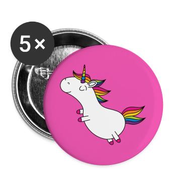 Einhorn - Buttons groß 56 mm (5er Pack) - Weiß - Vorne