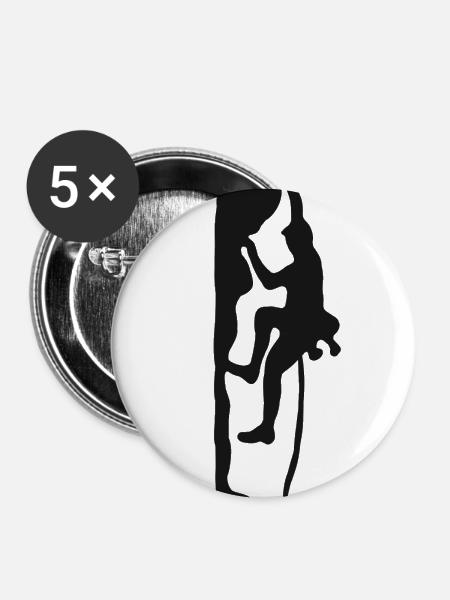 Berge Klettern Bouldern Felsklettern Bergsteigen - Buttons groß 56 mm (5er Pack) - Weiß