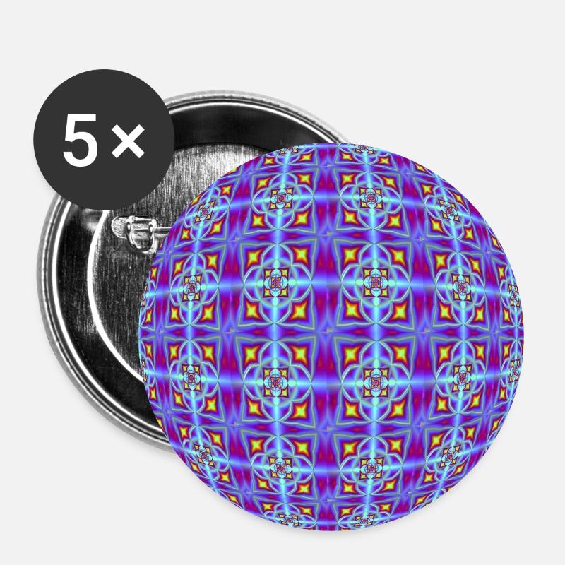 FRACTAL PATTERN LIGHT OP ART - Buttons large 2.2''/56 mm (5-pack) - white
