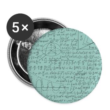 Math Equation Pattern, Math Formula Lover Gift - Buttons large 2.2''/56 mm (5-pack) - white - Front