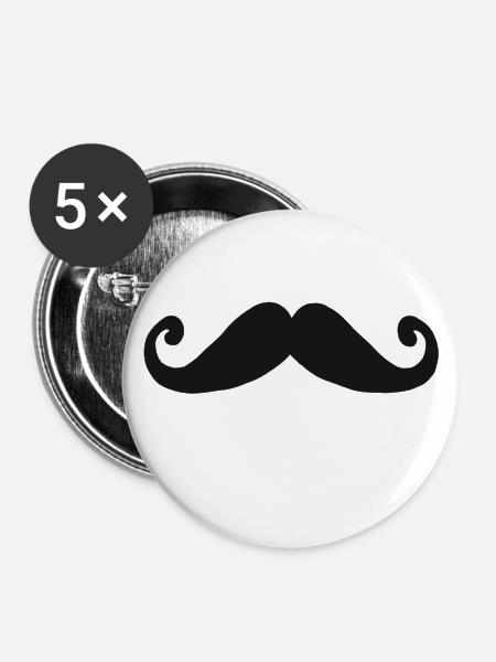 Schnauzer Bart style Schnurrbart Geschenk beard - Buttons groß 56 mm (5er Pack) - Weiß