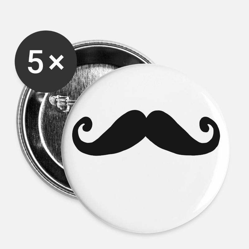 Schnauzer Bart style Schnurrbart Geschenk beard - Buttons groß 56 mm (5er Pack) - Weiß