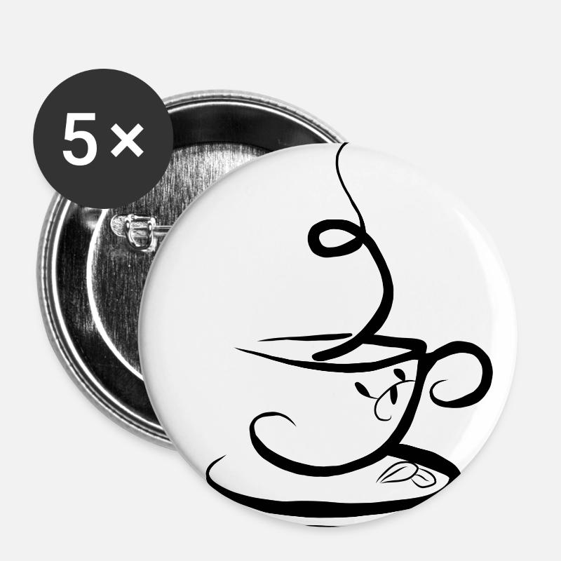 Kaffeebohne Kaffee Tasse Koffein Geschenk Coffee - Buttons groß 56 mm (5er Pack) - Weiß