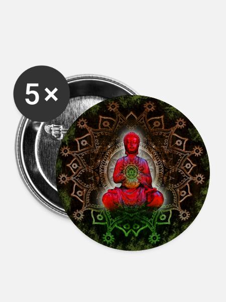Buddha - Buttons groß 56 mm (5er Pack) - Weiß