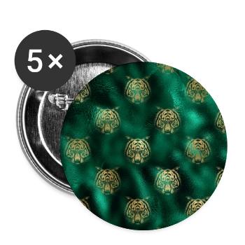 Golden Tiger Gesicht Smaragd grün WildTier - Buttons groß 56 mm (5er Pack) - Weiß - Vorne
