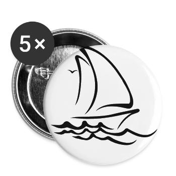 Voile bateau voile - Lot de 5 grands badges (56 mm) - blanc - Devant