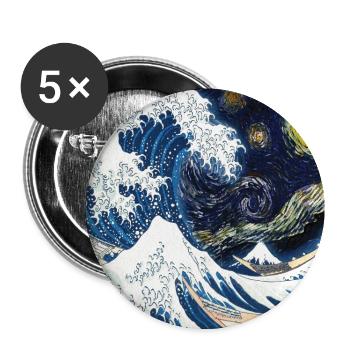 Kanagawa Waves, Japanese, Great Wave, Nature Lover - Buttons large 2.2''/56 mm (5-pack) - white - Front