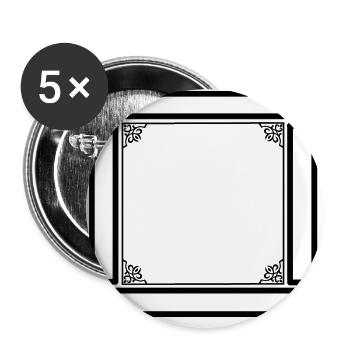 cadre noir avec ornements - Lot de 5 grands badges (56 mm) - blanc - Devant