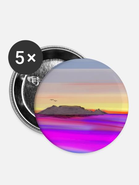 table mountain sketch - Buttons groß 56 mm (5er Pack) - Weiß