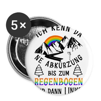 Bergsteiger bis zum Regenbogen Spruch - Buttons groß 56 mm (5er Pack) - Weiß - Vorne