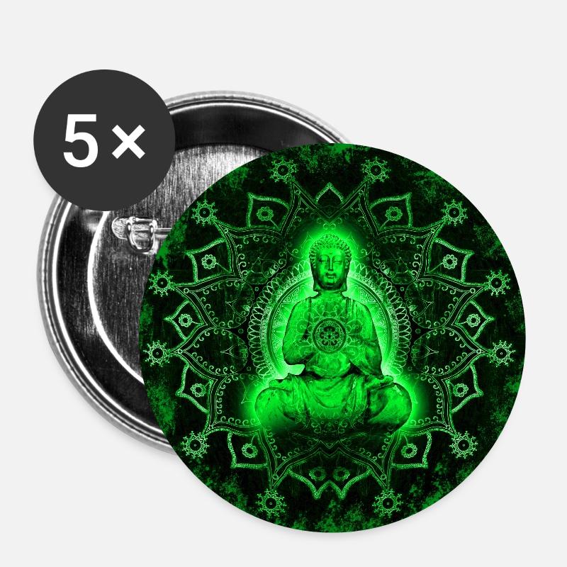 Buddha - Buttons groß 56 mm (5er Pack) - Weiß