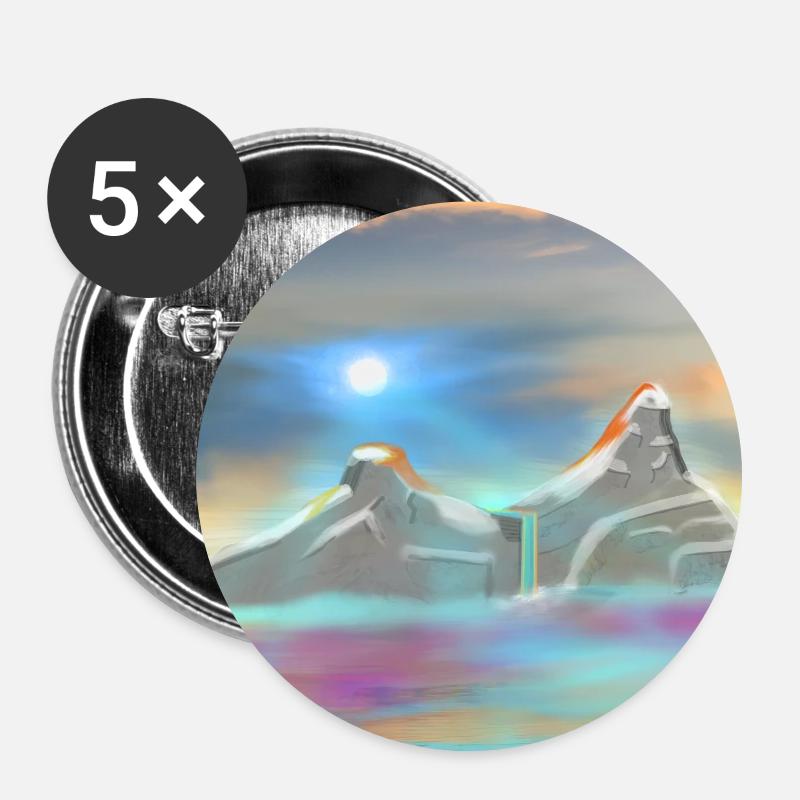 Mountains sketch - Buttons groß 56 mm (5er Pack) - Weiß