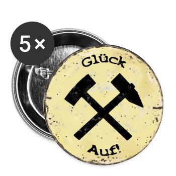 Glück Auf! (Schlägel+Eisen)altesSchild - Buttons groß 56 mm (5er Pack) - Weiß - Vorne