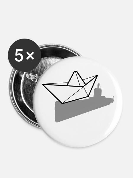 Papier-Unterwasser-Bootsschirm - Buttons groß 56 mm (5er Pack) - Weiß