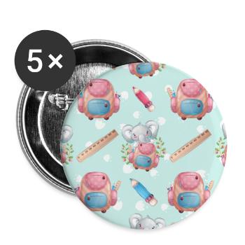 Cute Elephant Animal Pattern - Buttons groß 56 mm (5er Pack) - Weiß - Vorne
