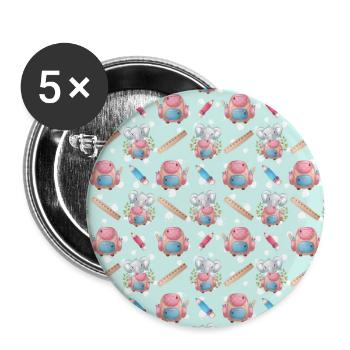 Cute Elephant Animal Pattern - Buttons groß 56 mm (5er Pack) - Weiß - Vorne